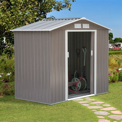 outsunny galvanized steel storage shed